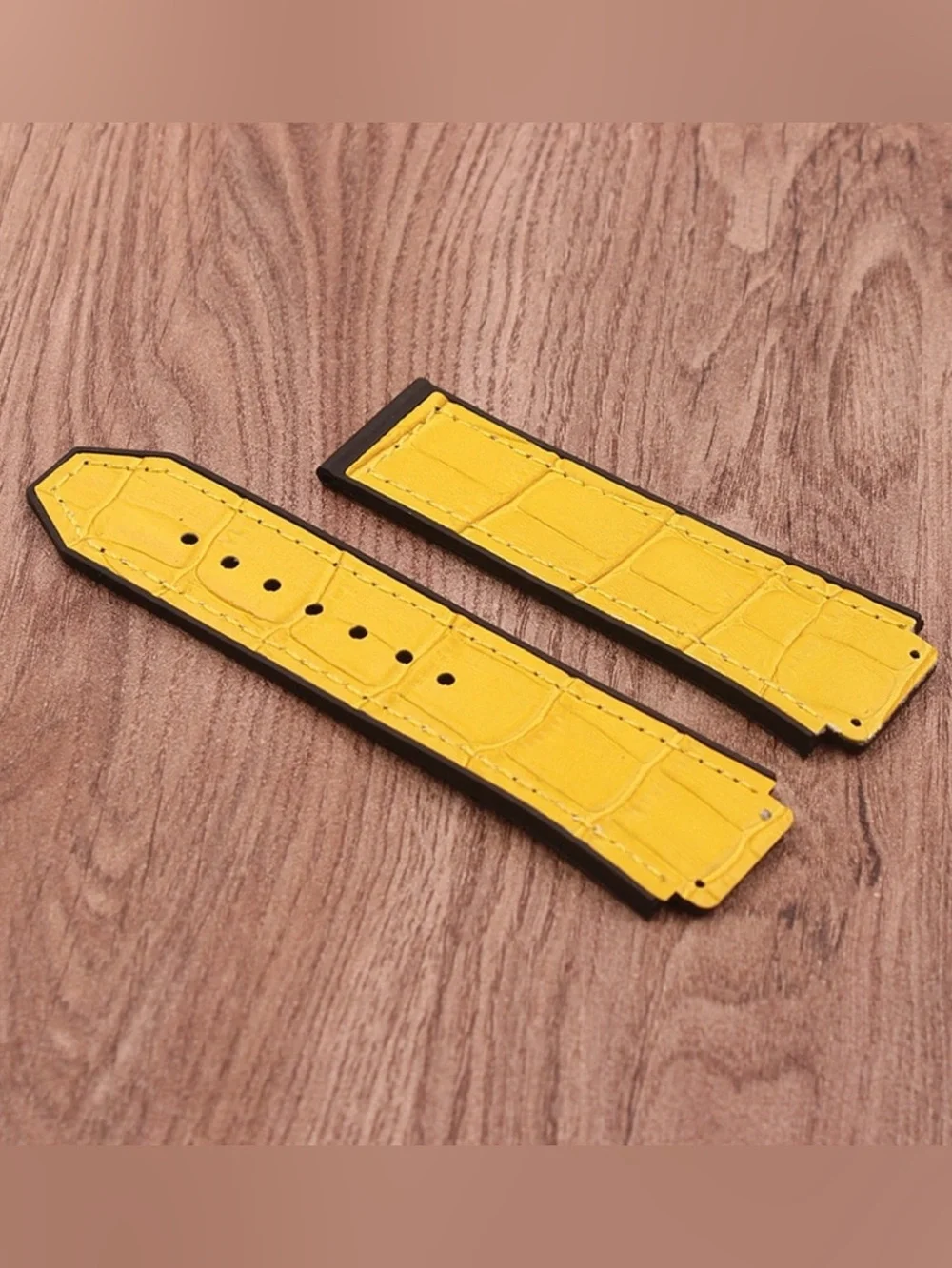 ✅Rubber Alligator  Grain  Leather Watch Band  For HUBLOT Watches SIZE 25MM